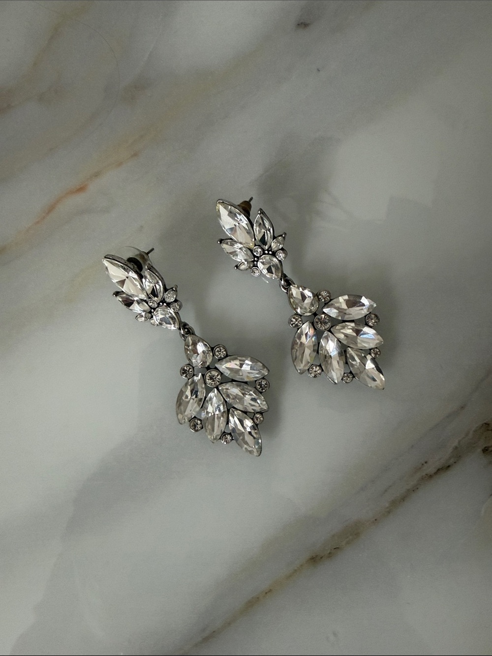 Crystal Teardrop Chandelier Earrings - Clear Sparkle